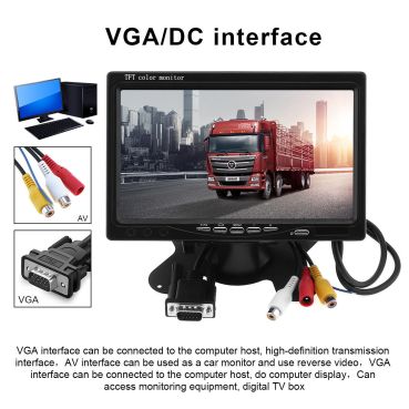 מסך HD 1024×600 7 אינץ 'רזה מאוד TFT-LCD HD צג אודיו וידאו AV VGA עבור המכונית / בית (מק"ט VR-360)