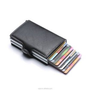 ארנק מגן כרטיסי אשראי RFID כפול שחור-כסף (מק"ט WR-805)