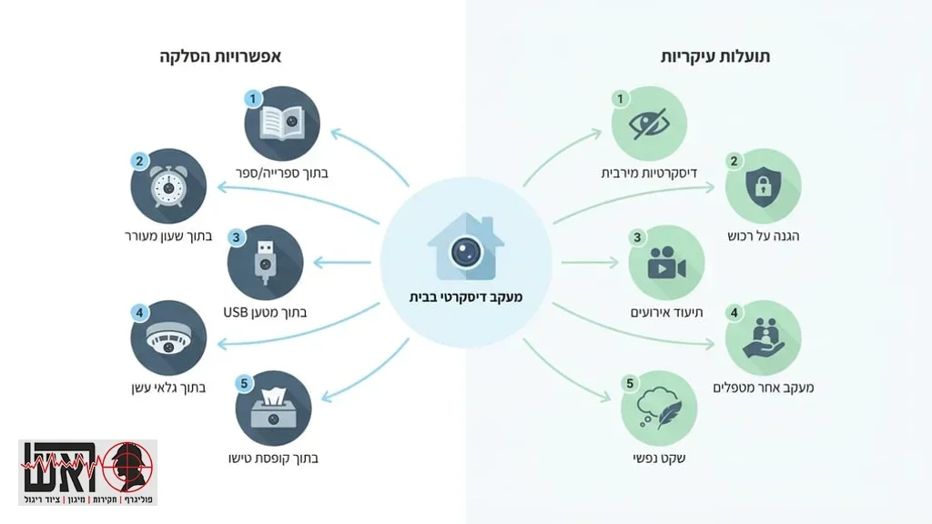 היתרונות של מצלמה נסתרת קטנה בסביבה הביתית והסלקה בציוד שגרתי מצלמה נסתרת קטנה מוסלקת בבית